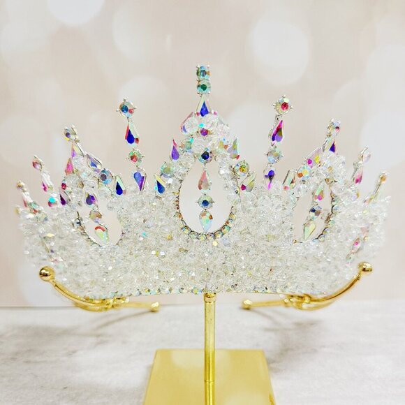 Wedding Crown, Diamond Crystal Crown, Bridal Jewelry, Silver Bridal Headpiece main image 6
